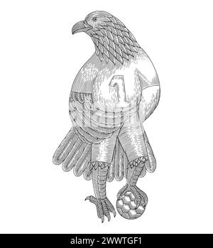 Eagle mascot football, Vintage engraving drawing style illustration Stock Vector