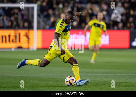 Nashville SC midfielder Dru Yearwood (16) during a MLS match against the LAFC, Saturday, March 23, 2024, at the BMO Stadium, in Los Angeles, CA. LAFC Stock Photo