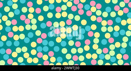 Seamless pattern with colourful dots on blue, birthday or holiday background, vector illustration Stock Vector