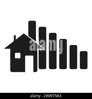 Home market growth icon. Real estate value graph. Housing investment chart. Property trend symbol. Vector illustration. EPS 10. Stock Vector