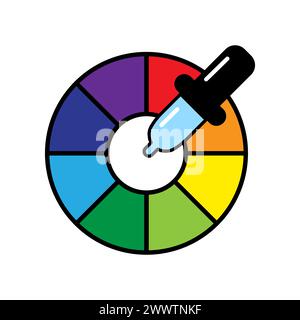 Color wheel with dropper. Digital color selection tool. Graphic design essential. Vector illustration. EPS 10. Stock Vector