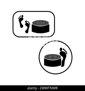 Bathroom mat and footprints icons. Rolled towel symbols. Spa and wellness related vector symbols. Vector illustration. EPS 10. Stock Vector