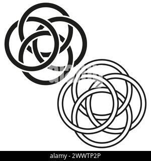 Abstract interlocking circles design. Overlapping rings pattern. Celtic inspired knot artwork. Vector illustration. EPS 10. Stock Vector