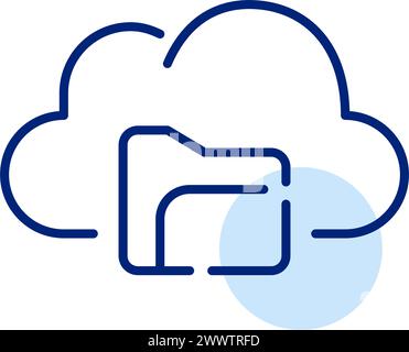 Cloud and folder. Storage and access of files and resources within a cloud-based repository. Pixel perfect icon Stock Vector