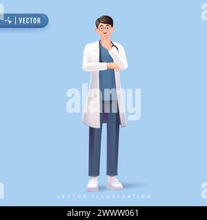 3d Vector cartoon doctor character illustration Stock Vector