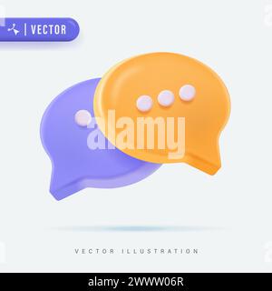 3D Realistic Dialogue Balloon Sticker Vector Illustration. Talk bubble speech icon, logo or symbol. Chat isolated on white background Stock Vector