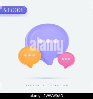3D Realistic Dialogue Balloon Sticker Vector Illustration. Talk bubble speech icon, logo or symbol. Chat isolated on white background Stock Vector