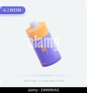 3D Realistic Battery Vector Illustration Stock Vector