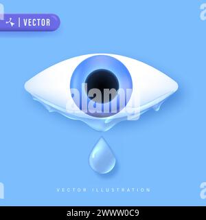 Eye Water drop 3D Icon Vector Illustration. Eye Drop Concept Stock Vector