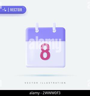 3D Realistic Design of Calendar in Isolated Background Vector Illustration. Calendar Assignment Icon. Planning Concept. 3D Vector Illustration. Stock Vector