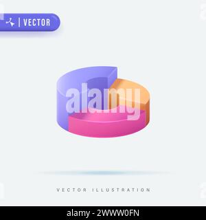 3D Realistic Donut Chart  Infographic Vector Illustration. Pie chart sometric Stock Vector