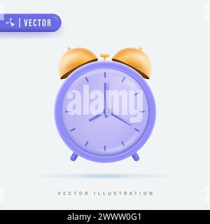 3D Realistic Table Alarm Clock Vector illustration. Classic timer time Isolated on white background. Stock Vector
