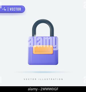 3D Reaistic Padlock Vector Illustration. Security Concept. Private access icon, restricted access.  Padlock icon template Stock Vector