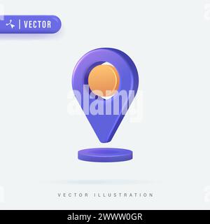 3D Realistic Pin Location Icon Vector Illustration. Map pointer 3d pin Stock Vector