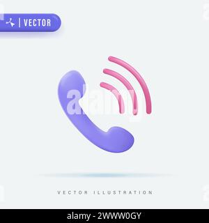 3D Realistic Phone Handset Ringing. 3D Vector Icon. Cartoon Minimal Style. Support, Customer Service, Help, Communication Concept. Telephone Call Icon Stock Vector