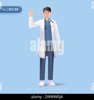3d Vector cartoon doctor character illustration Stock Vector