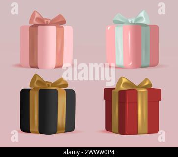 3D Realistic Gift Box  Vector Illustration. Opened Gift Box Isolated Background Stock Vector