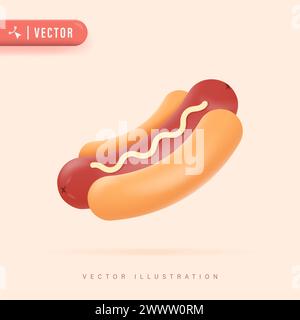 Hotdog Logo and Icon. Hotdog in Isolated Background. Fast Food Hotdog Illustration for Street Food. The Isolated Vector Fast Food Cooked Sausage of Ho Stock Vector