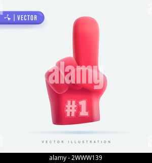 Number one fan glove vector 3D realistic illustration Stock Vector