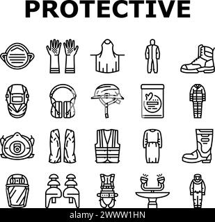 ppe protective safety kit icons set vector Stock Vector Image & Art - Alamy
