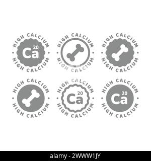 High calcium vector label. Nutrition and food stamp or tag. Stock Vector