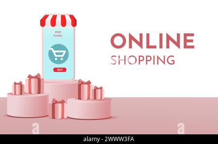 Online shopping banner, mobile app templates, concept vector illustration flat design Stock Vector