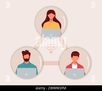 Work From Home Freelancer Vector Illustration, Meeting From Home Flat Design,  Conference video call, Video meeting concept, elecommuting, remote work Stock Vector