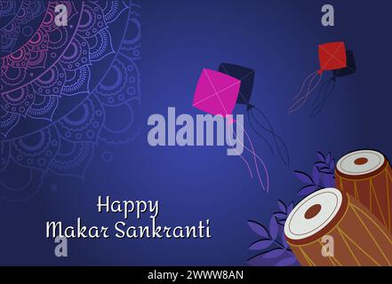 Illustration of Happy Makar Sankranti Holiday India Festival. Stock Vector