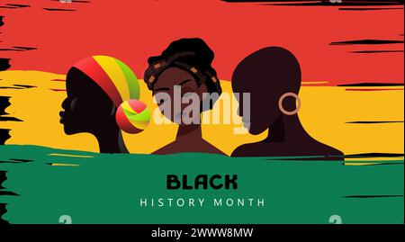 Black History Month Design Poster with Girl Character Vector Illustration Stock Vector