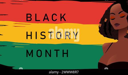 Black History Month Design Poster with Girl Character Vector Illustration Stock Vector