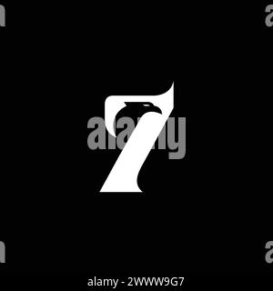 Number Seven Logo Eagle Head Combination. Seven Eagle Logo Stock Vector