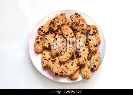 Oatmeal raisin cookies lie on a plate. High quality photo Stock Photo