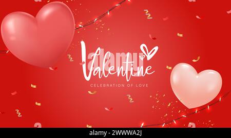 3D Realistic Valentine's Day Design with Realistic Love and Gift Box Vector Illustration Stock Vector