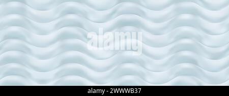 Blue quilted puffer duvet horizontal waves. Seamless pattern of soft mattress. Top view of upholstery of sofa or bed. Tender bedding textile. Vector i Stock Vector