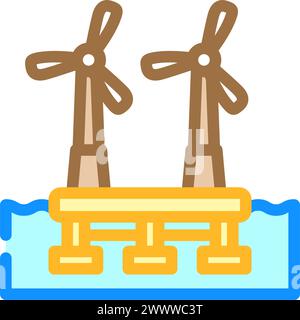 floating wave platform color icon vector illustration Stock Vector ...