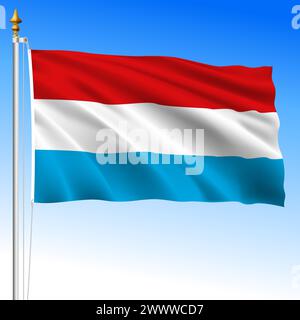 Luxembourg official national waving flag, European Union, vector illustration Stock Vector