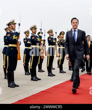 Beijing, China. 26th Mar, 2024. BEIJING - Outgoing Prime Minister Mark Rutte upon arrival at the airport on the first day of a working visit to the People's Republic of China. ANP REMKO DE WAAL netherlands out - belgium out Credit: ANP/Alamy Live News Stock Photo