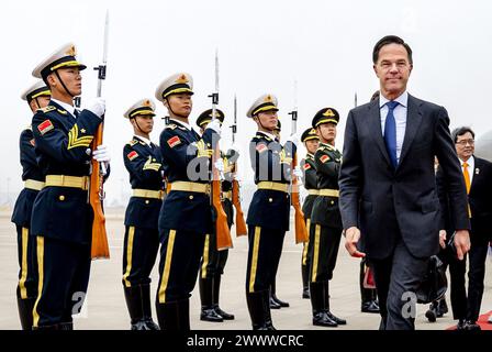 Beijing, China. 26th Mar, 2024. BEIJING - Outgoing Prime Minister Mark Rutte upon arrival at the airport on the first day of a working visit to the People's Republic of China. ANP REMKO DE WAAL netherlands out - belgium out Credit: ANP/Alamy Live News Stock Photo