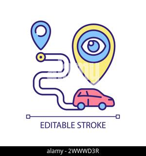 GPS vehicle tracking RGB color icon Stock Vector