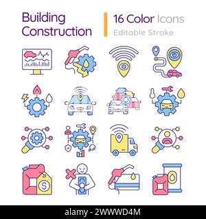 Building construction RGB color icons set Stock Vector