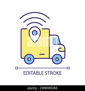 Delivery truck tracking RGB color icon Stock Vector