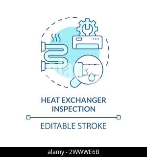 Heat exchanger inspection soft blue concept icon Stock Vector