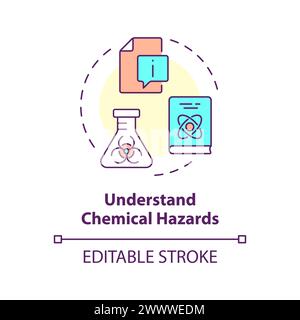 Understand chemical hazards multi color concept icon Stock Vector