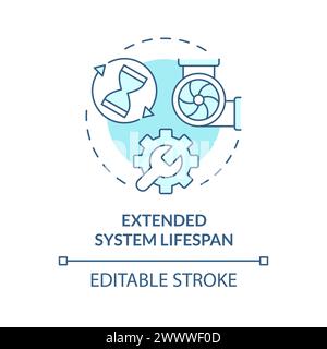 Extended system lifespan soft blue concept icon Stock Vector
