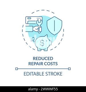 Reduced repair costs soft blue concept icon Stock Vector