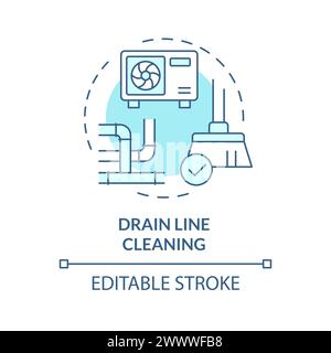Drain line cleaning soft blue concept icon Stock Vector