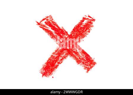 A bold red cross isolated on a white background. A symbol for illustrations, logos and graphics. Stock Photo