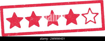 Vector illustration of Four stars rating in red ink stamp Stock Vector