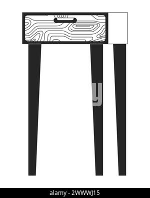 Table with drawer 2D linear cartoon object. Stock Vector