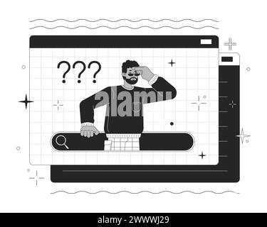 Web search issues 2D linear illustration concept Stock Vector